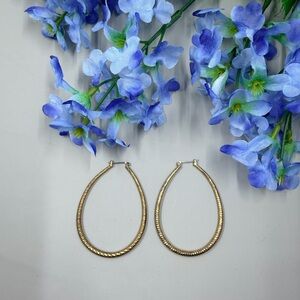 Textured Bronze Toned Oval Hoop Earrings
